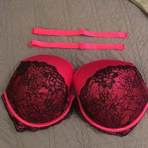 Pink with black lace Lane Bryant Cacique Bra 38G